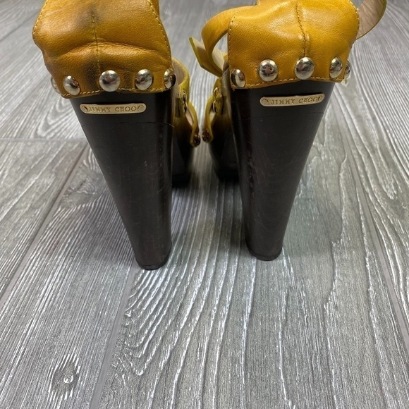 JIMMY CHOO Ankle Wrap Sandals - Studded & Stacked Heel - Picture 5 of 9